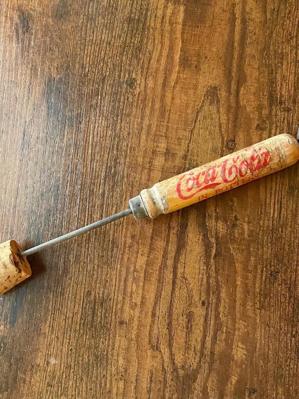 Vintage Coca Cola Ice Pick Bottle Opener Wood Handle